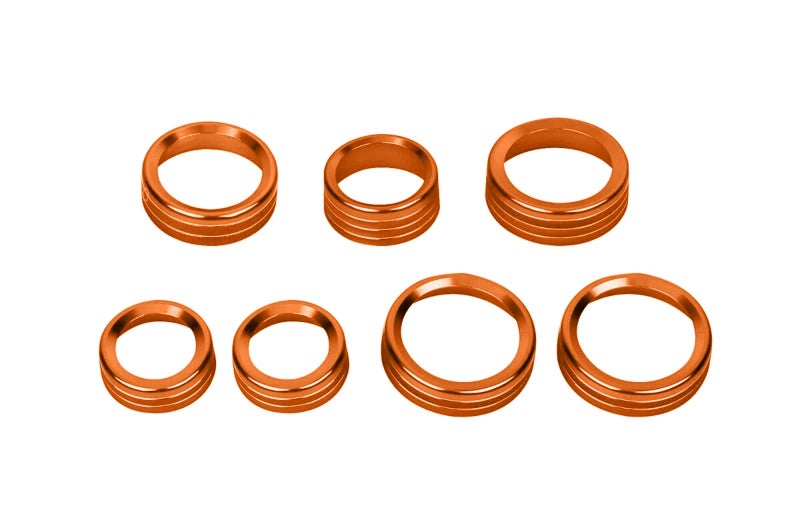 AuTK for Ford F150 2021 2022 2023 Knob Air Conditioner Switch & Trailer & 4WD & VOL & Headlight Button Ring Trim, Orange Aluminum, 7pcs - Image 1